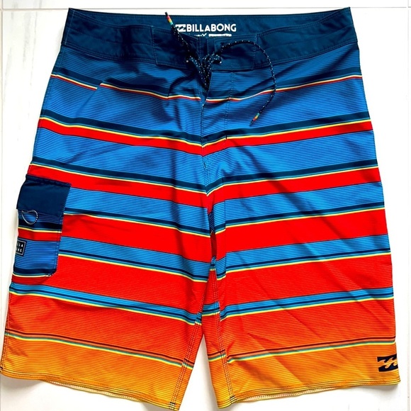 Billabong Other - Multi Stripe Billabong Board Shorts with Side Pocket Size 32